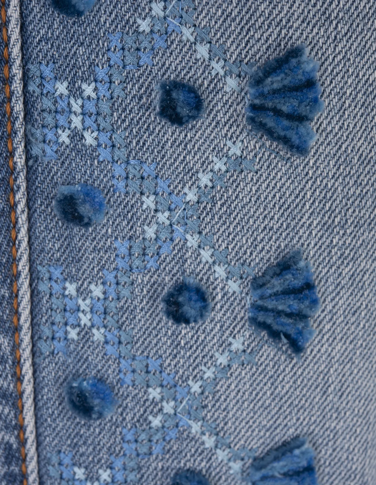 Regular Fit Jeans With Ethnic Embroidery In Blue