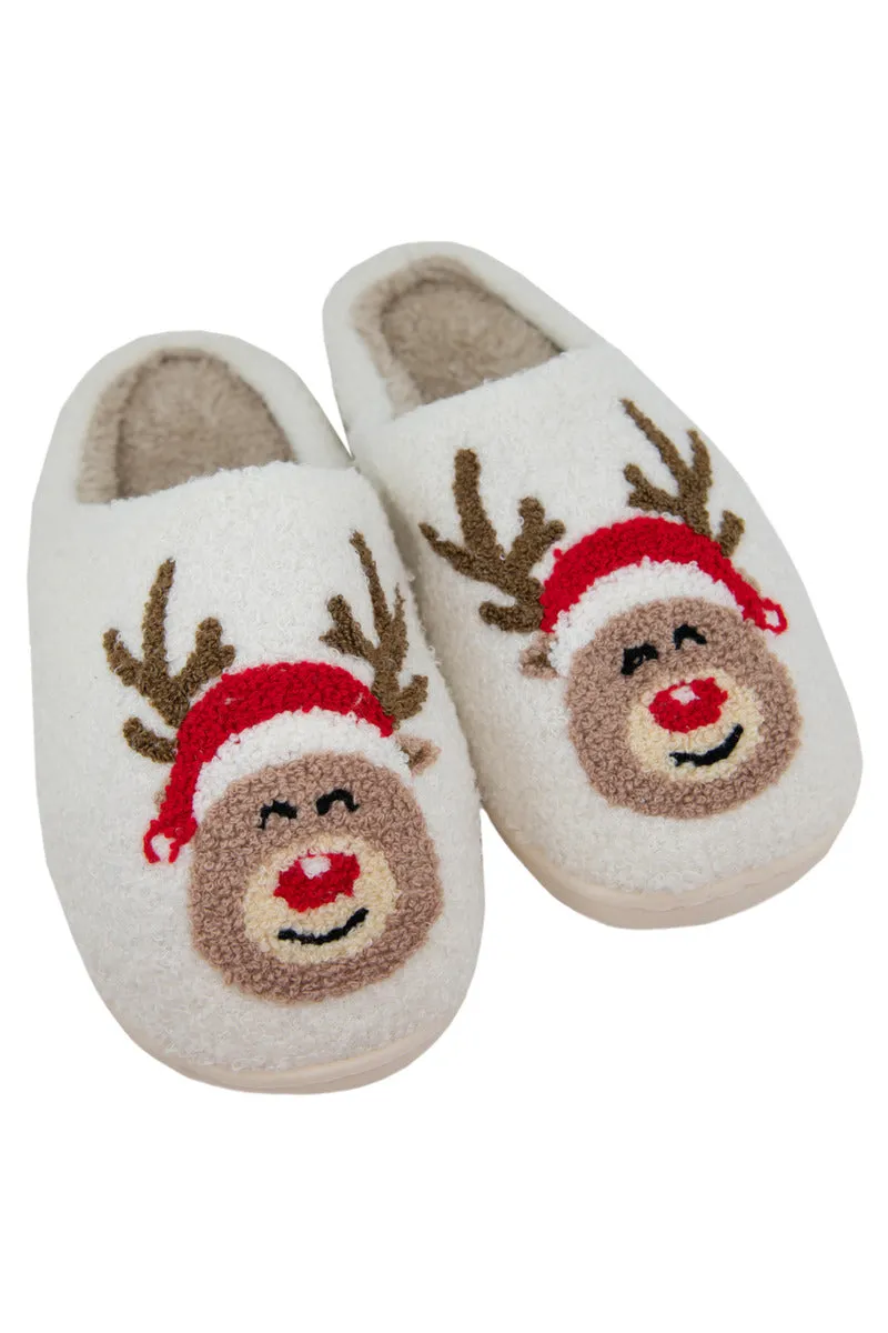 Reindeer Red Nose Slippers for Women