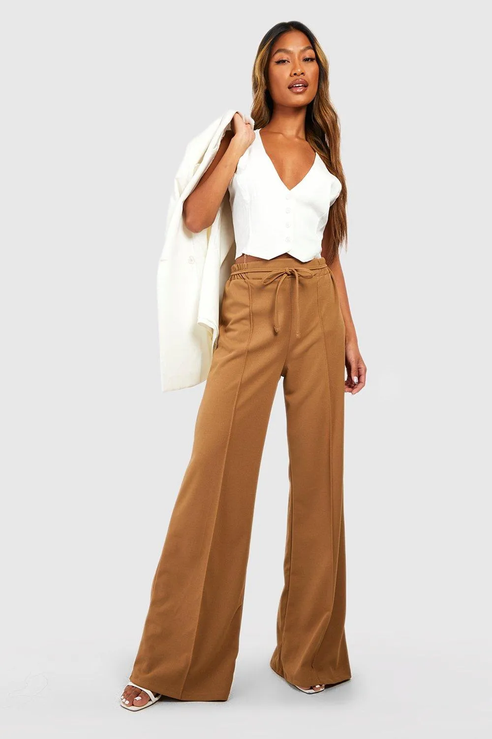 Relaxed Fit Drawcord Wide Leg Pants