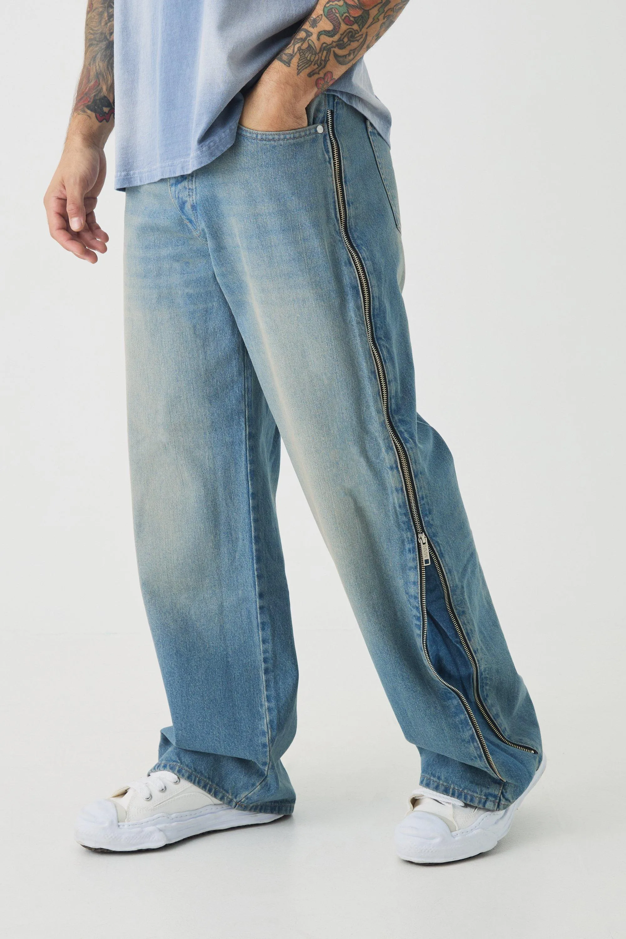 Relaxed Rigid Zip Gusset Denim Jeans