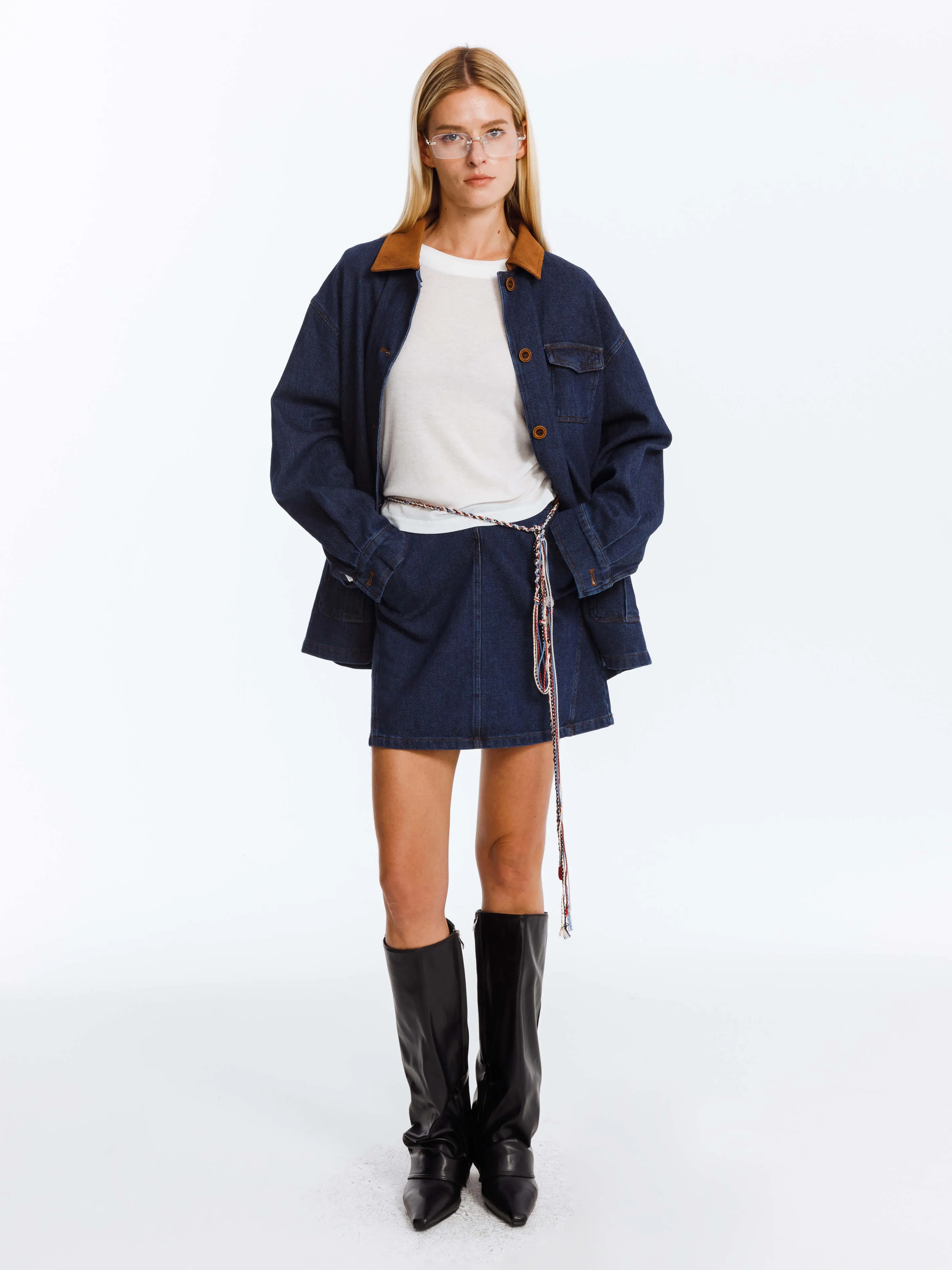 Retro Contrast Color Cotton Denim Jacket