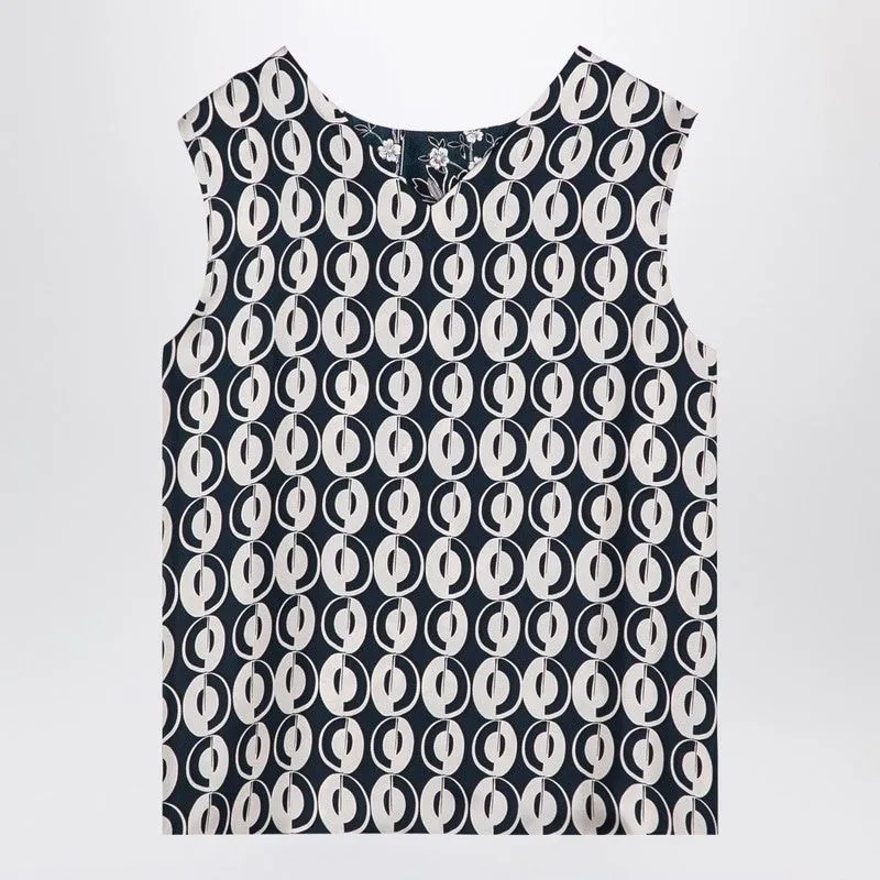 REVERSIBLE BLUE SLEEVELESS TOP