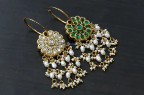 Reversible Jadau Kundan Hoops - Green Clear