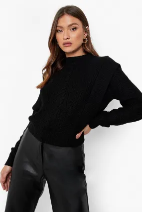 Rib Detail Cable Knit Sweater