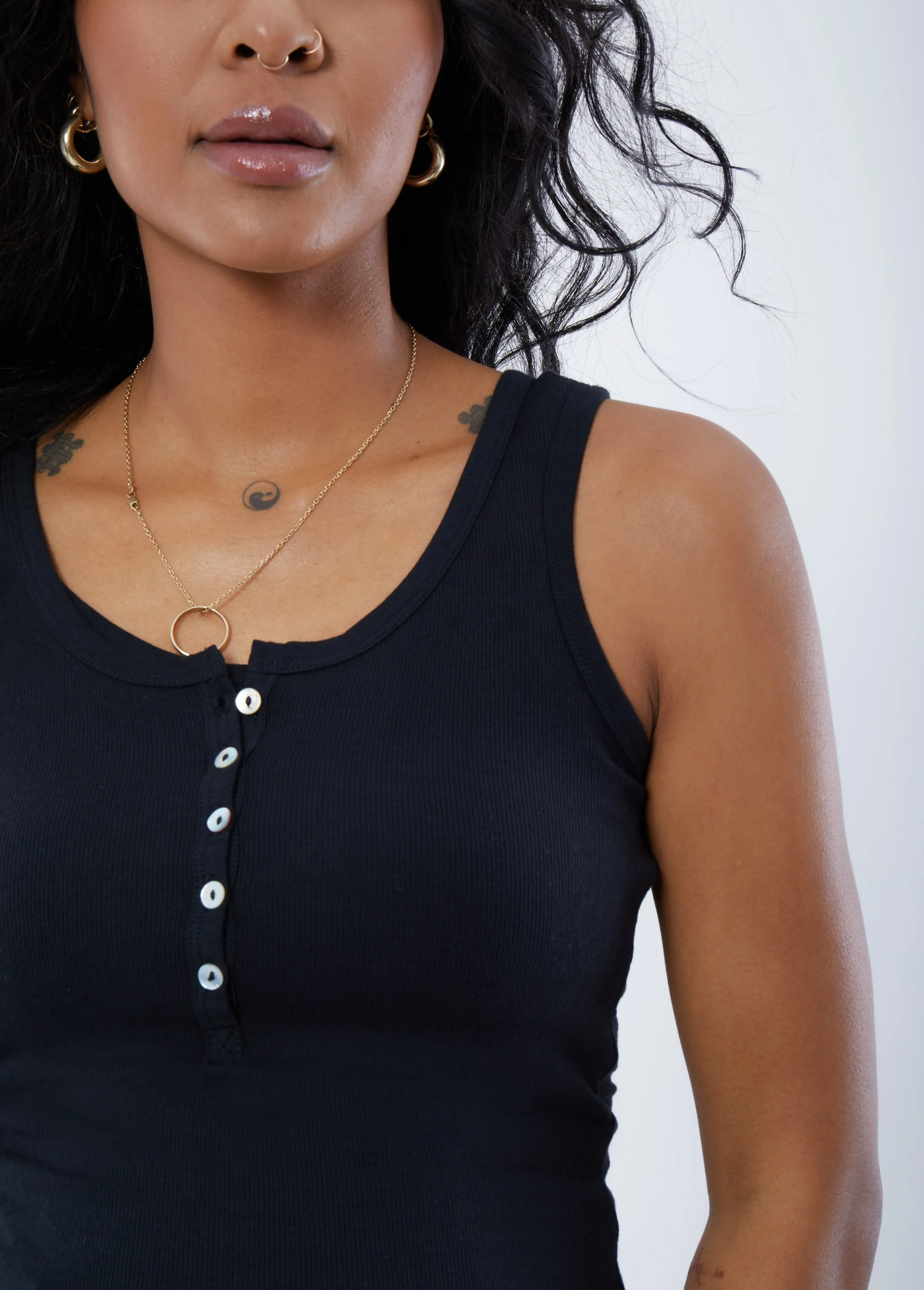 Rib Henley Maternity + Nursing Tank