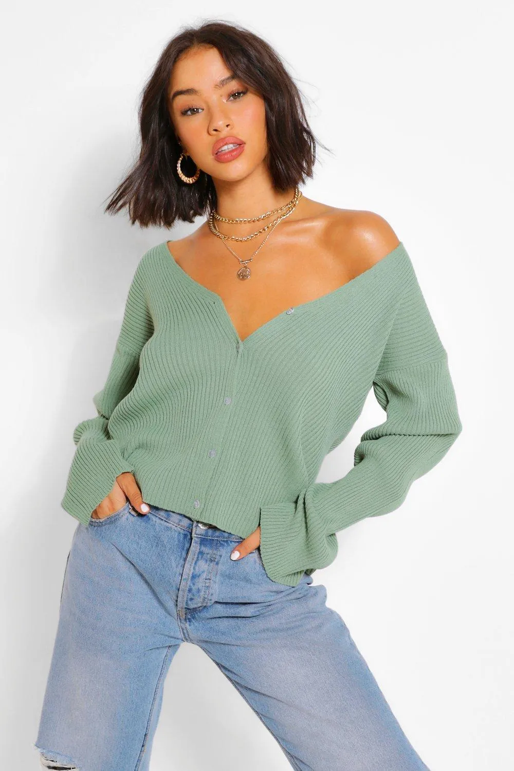 Rib Knit Button Cardigan