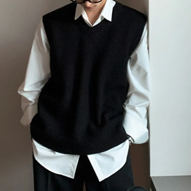 Rib Knit V-Neck Sweater Vest