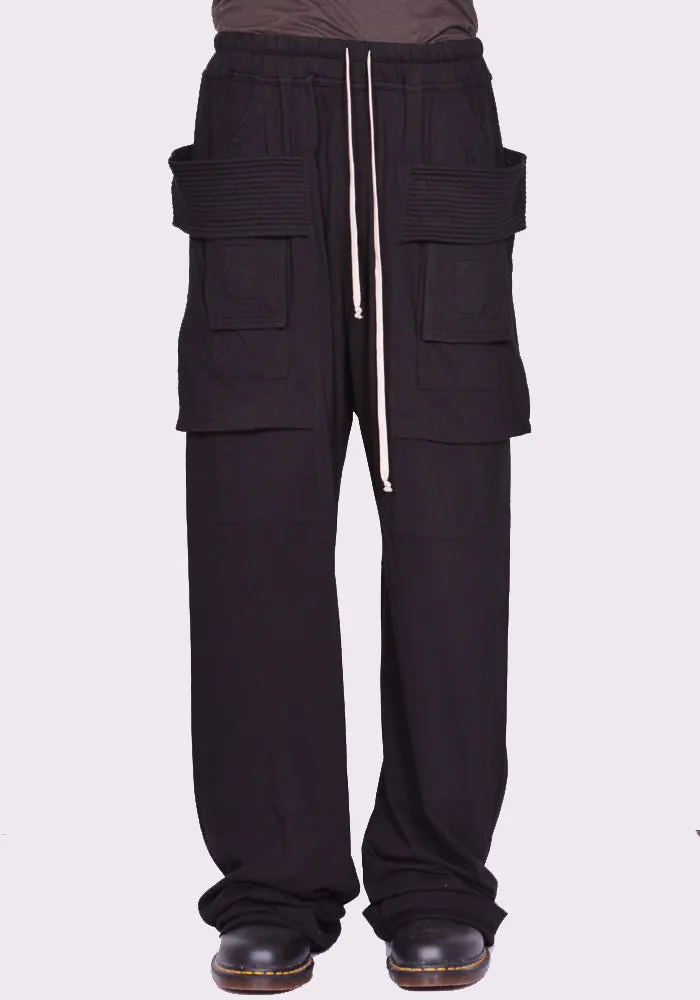 RICK OWENS DRKSHDW DU02D2394 RN CREATCH WIDE CARGO PANTS BLACK (New Season FW24)