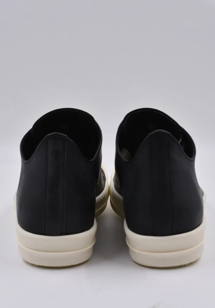 RICK OWENS MEN RU01D3891 LOO 911 LEATHER LOW SNEAKERS BLACK/MILK