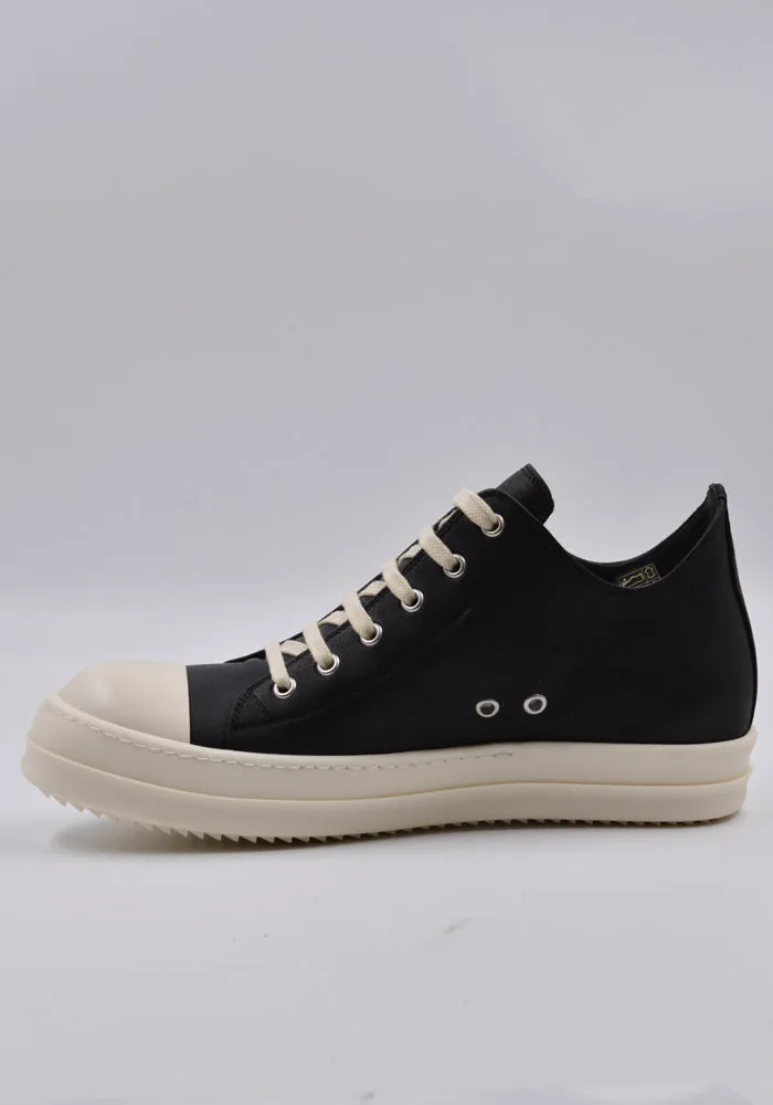 RICK OWENS MEN RU01D3891 LOO 911 LEATHER LOW SNEAKERS BLACK/MILK