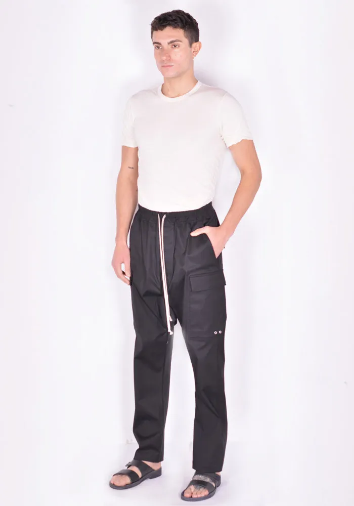 RICK OWENS RU01B1379 TE LONG CARGO PANTS COTTON BLEND BLACK