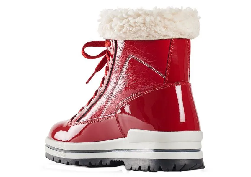 Rimini Lace-Up Red Patent Winter Ankle Boot