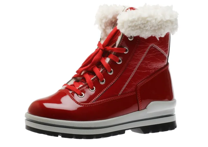 Rimini Lace-Up Red Patent Winter Ankle Boot
