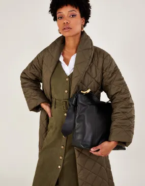Ring Detail Leather Shoulder Bag