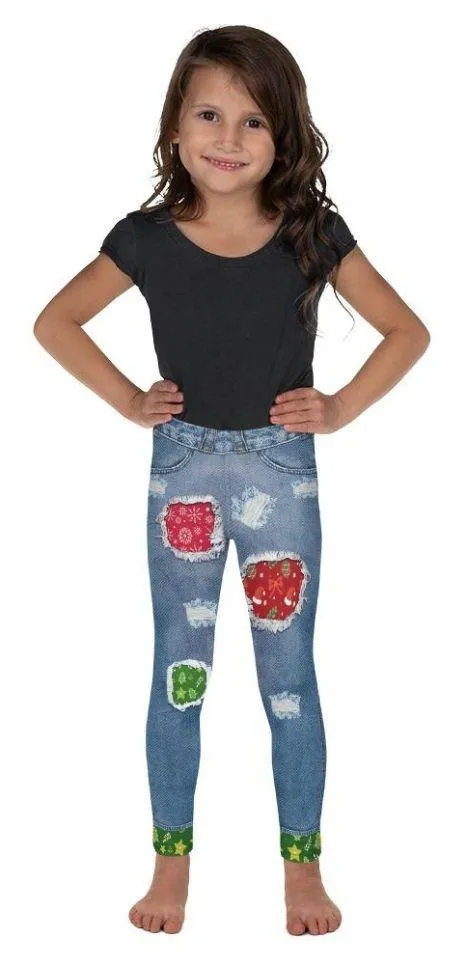 Ripped Denim Christmas Kid's Leggings