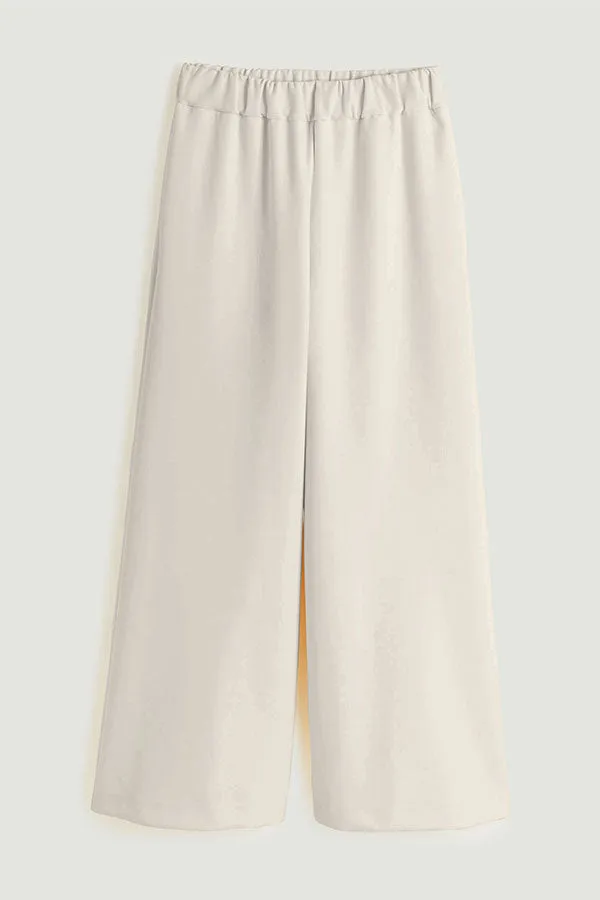 Rodier WHITE ELASTICATED WIDE TROUSERS