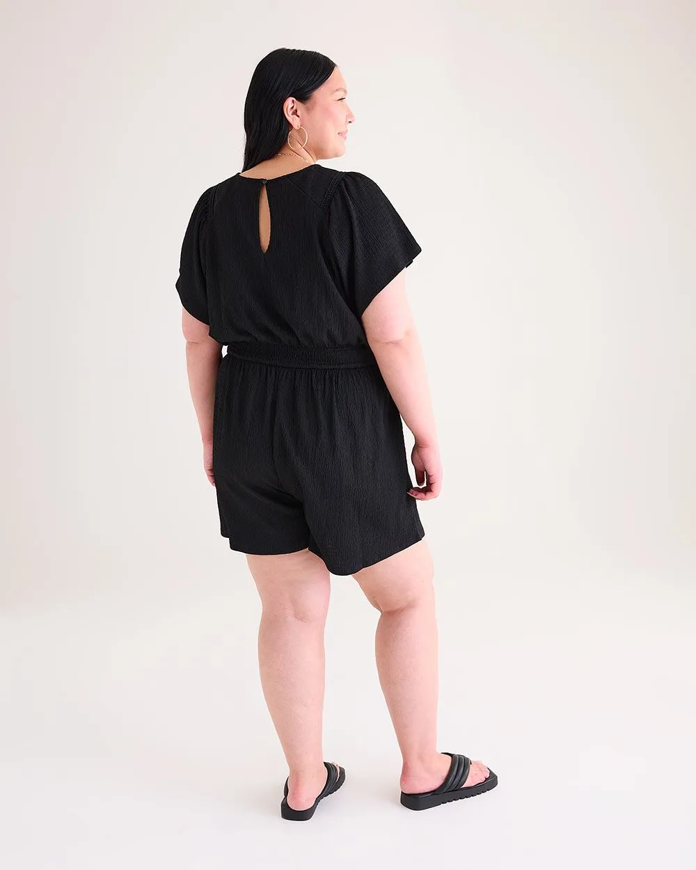 Romper with Short Flutter Sleeves