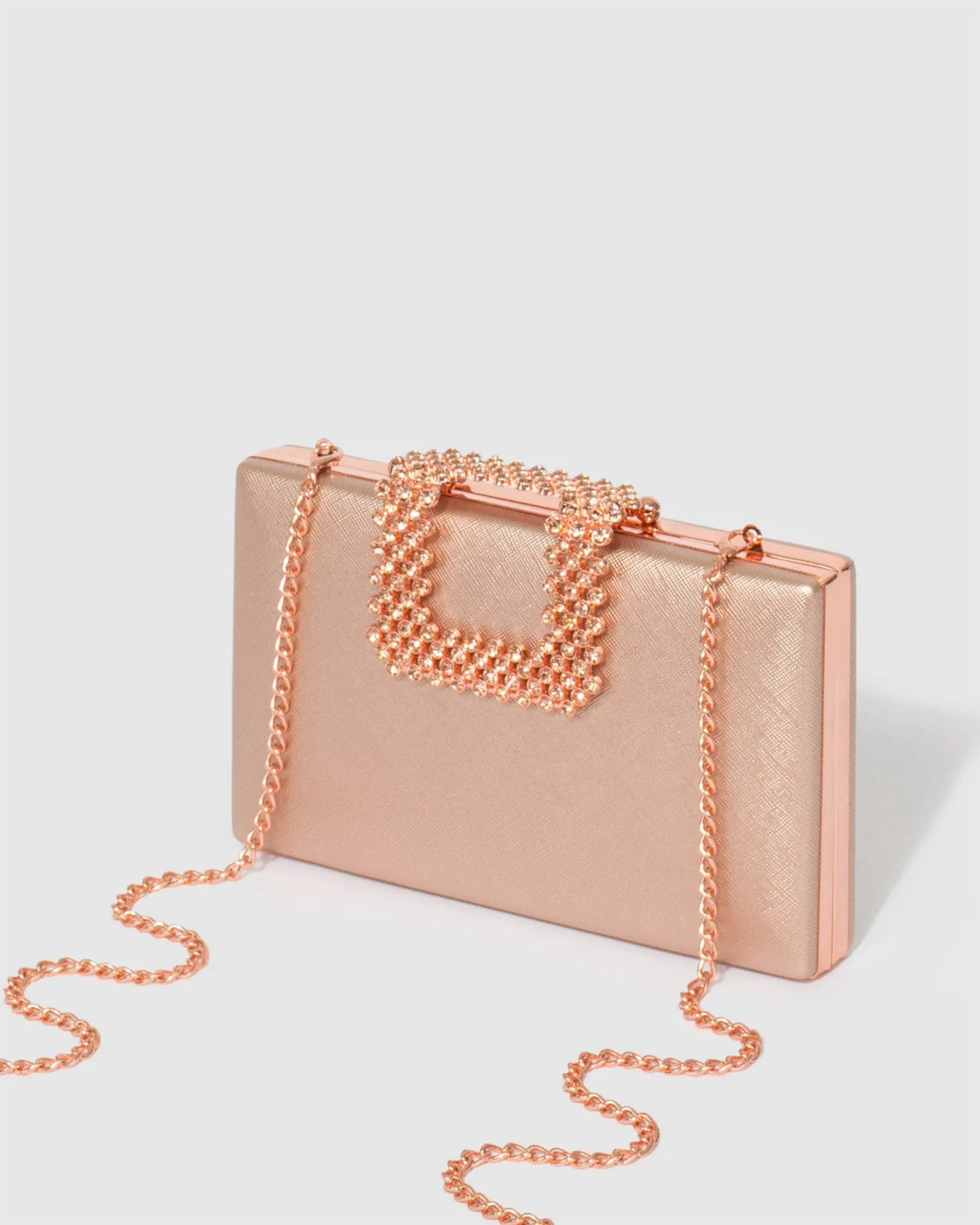 Rose Gold Karima Crystal Clutch Bag