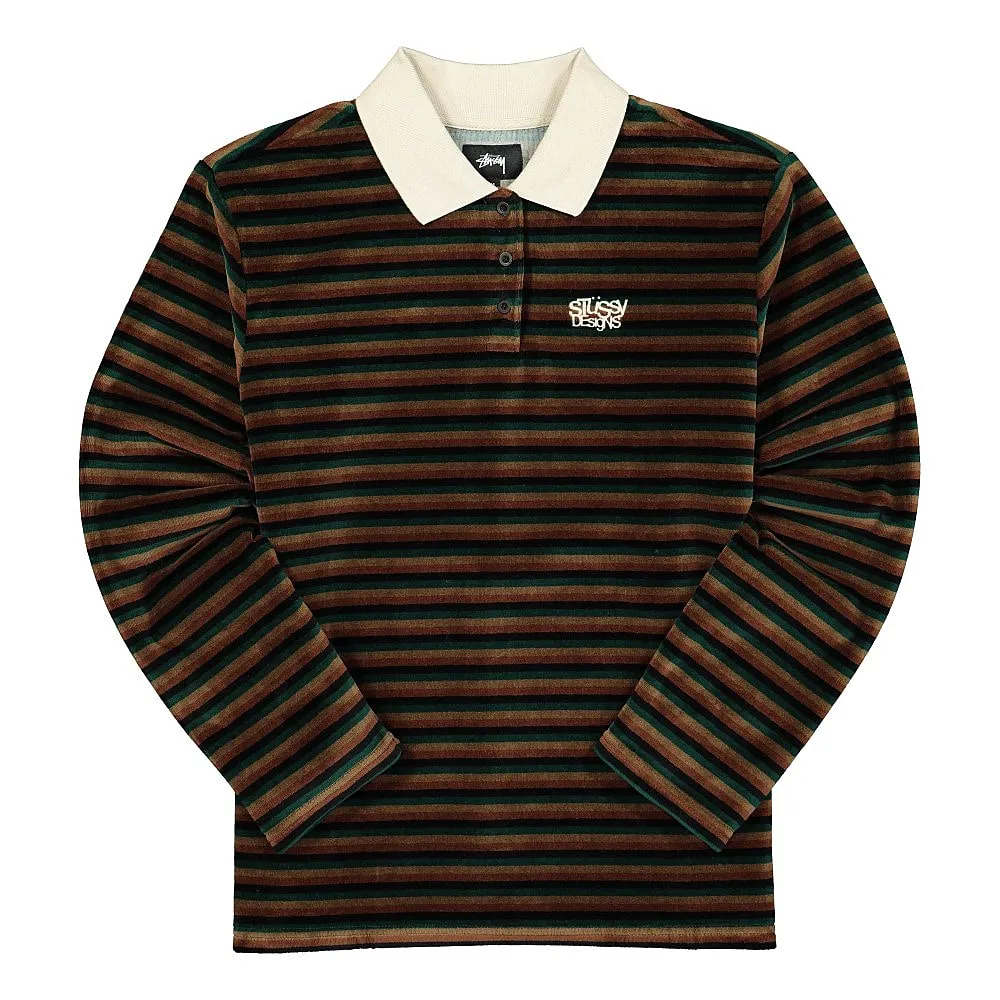 Rosemary Velour Stripe Longsleeve Polo