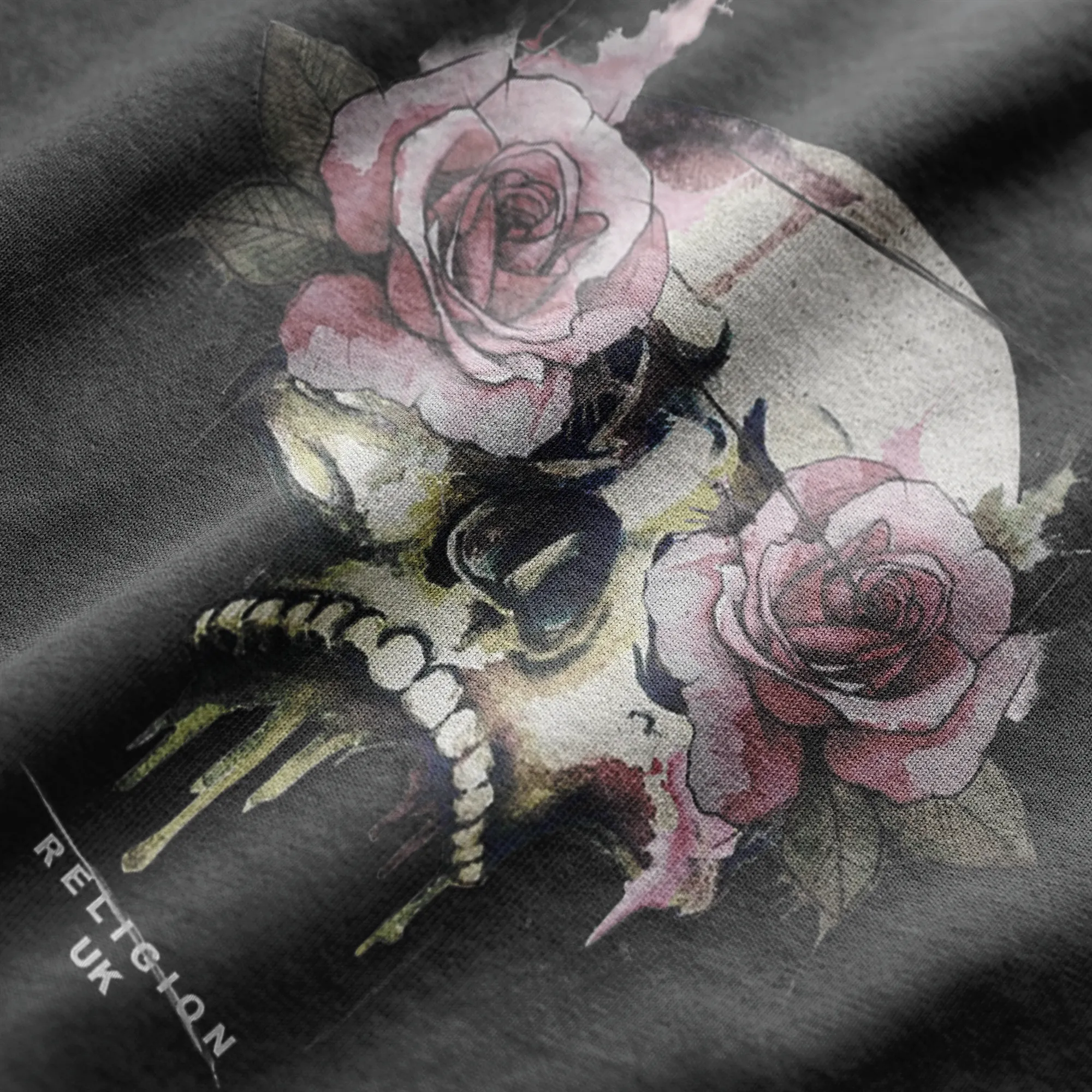 ROSES SKULL VEST WASHED BLACK