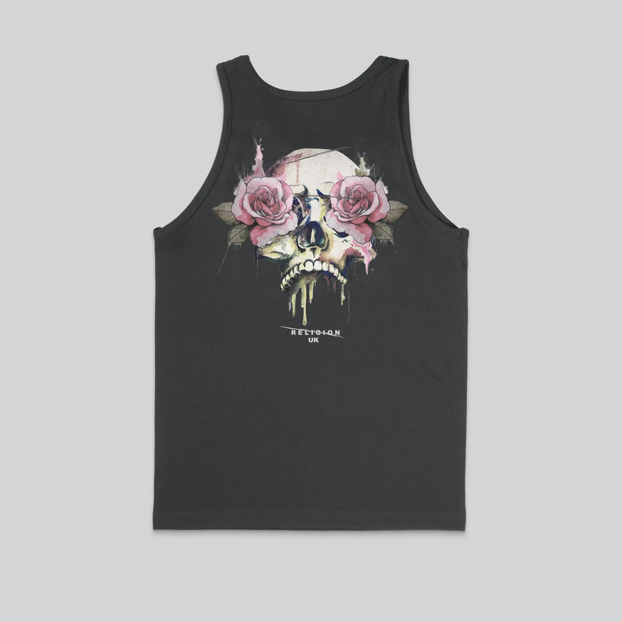 ROSES SKULL VEST WASHED BLACK