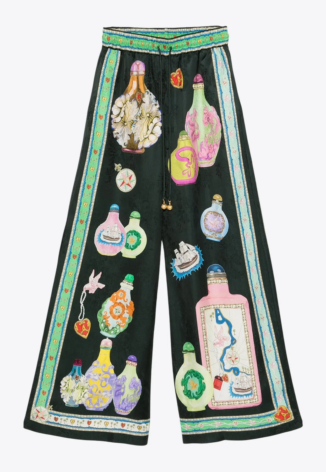 Royal Printed Satin Wide-Leg Pants