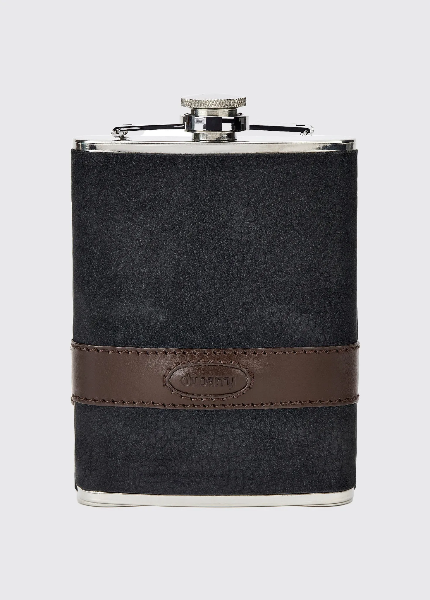 Rugby Mens Hipflask - Black/Brown