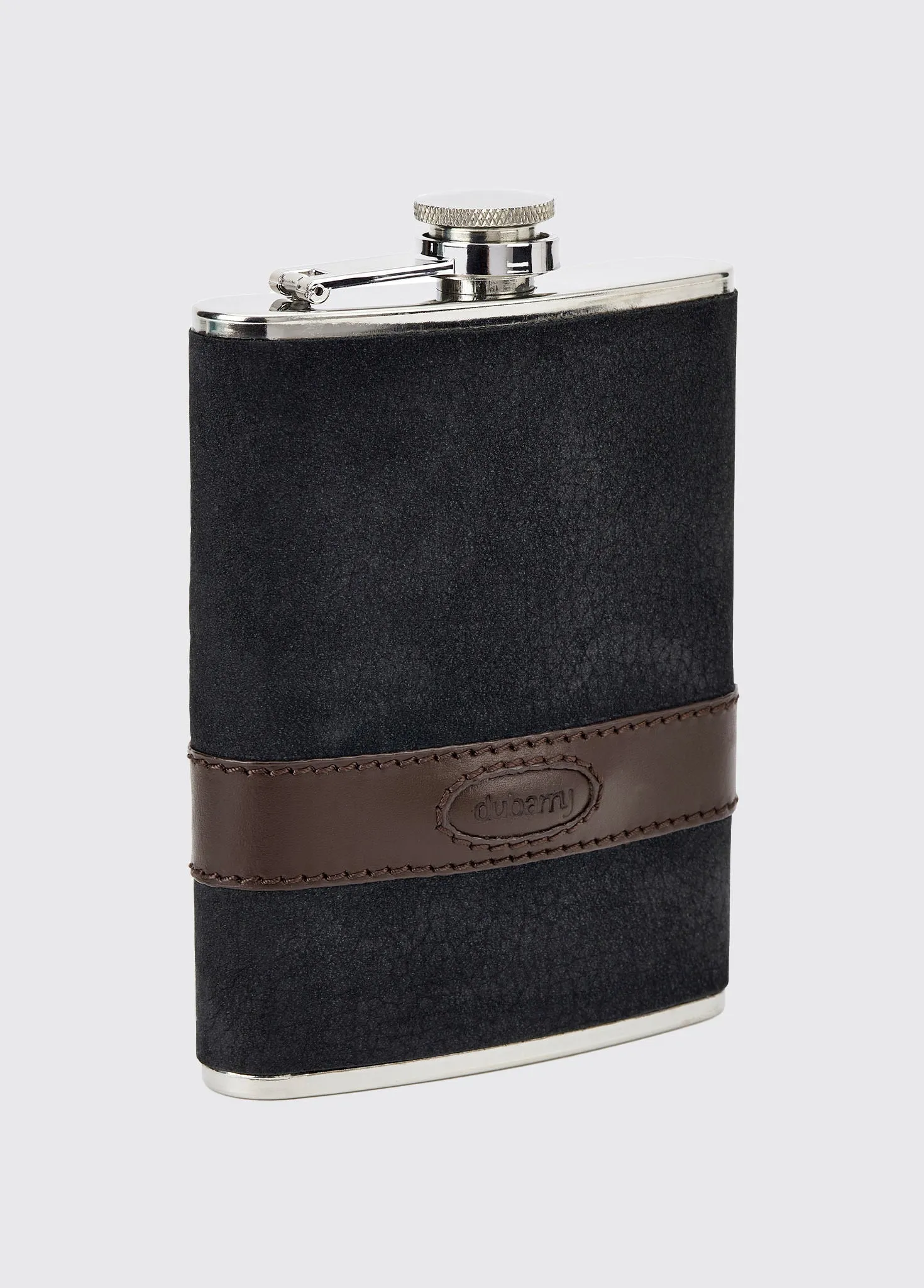 Rugby Mens Hipflask - Black/Brown