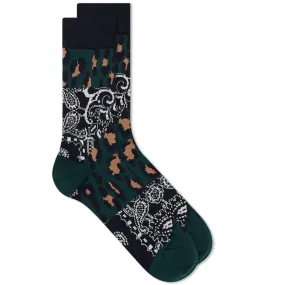 Sacai Bandana Leopard SocksBlack & Green