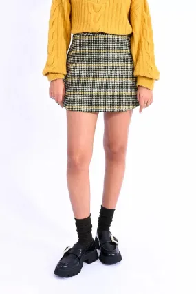Saffron Houndstooth Mini Skirt