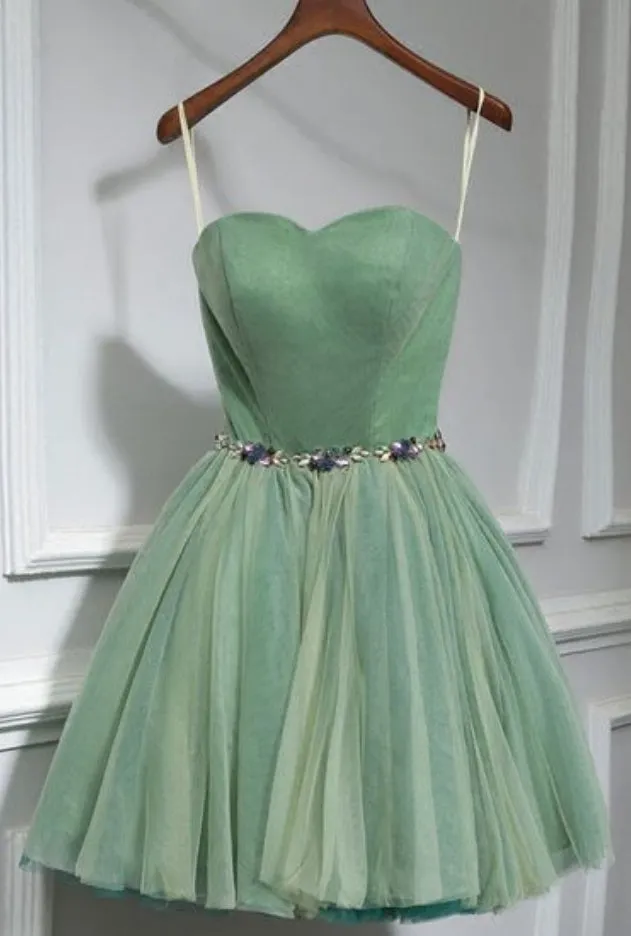 Sage Green Tulle Short Prom Dress Homecoming Dress