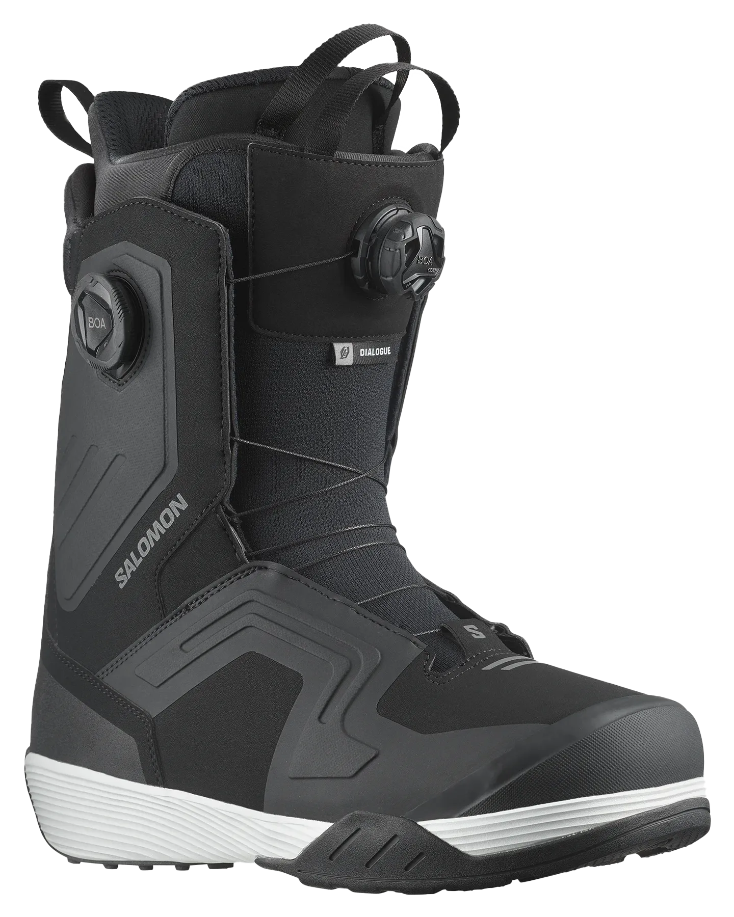 Salomon Dialogue Dual Boa Wide Snowboard Boots - Black / Black / White - 2024 | Shop Snowboard Boots at Trojan Wake Ski Snow &am