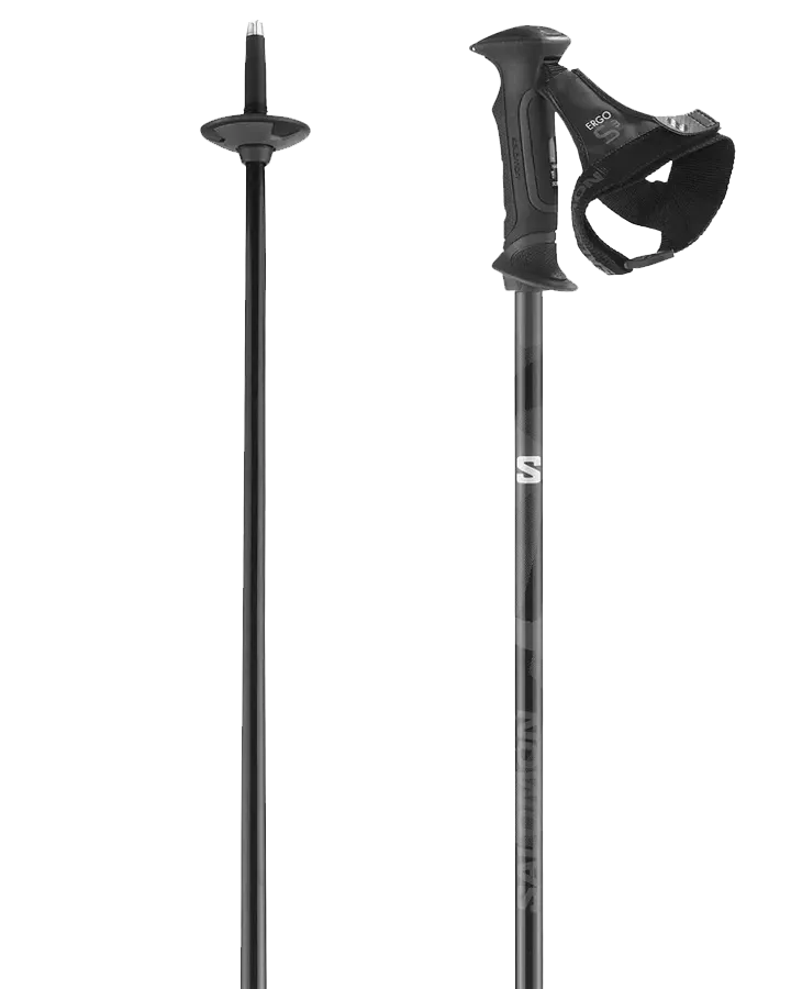 Salomon Sc1 Ergo S3 Ski Poles (Pair) Black 2023 | Men's Ski Poles | Snow Skiers Warehouse