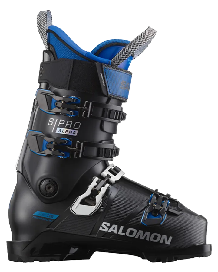 Salomon S/Pro Alpha 120 El Ski Boots Black / Race Blue 2023 | Men's Snow Ski Boots | Snow Skiers Warehouse