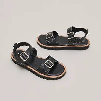 Sandals with adjustable buckles in black leather