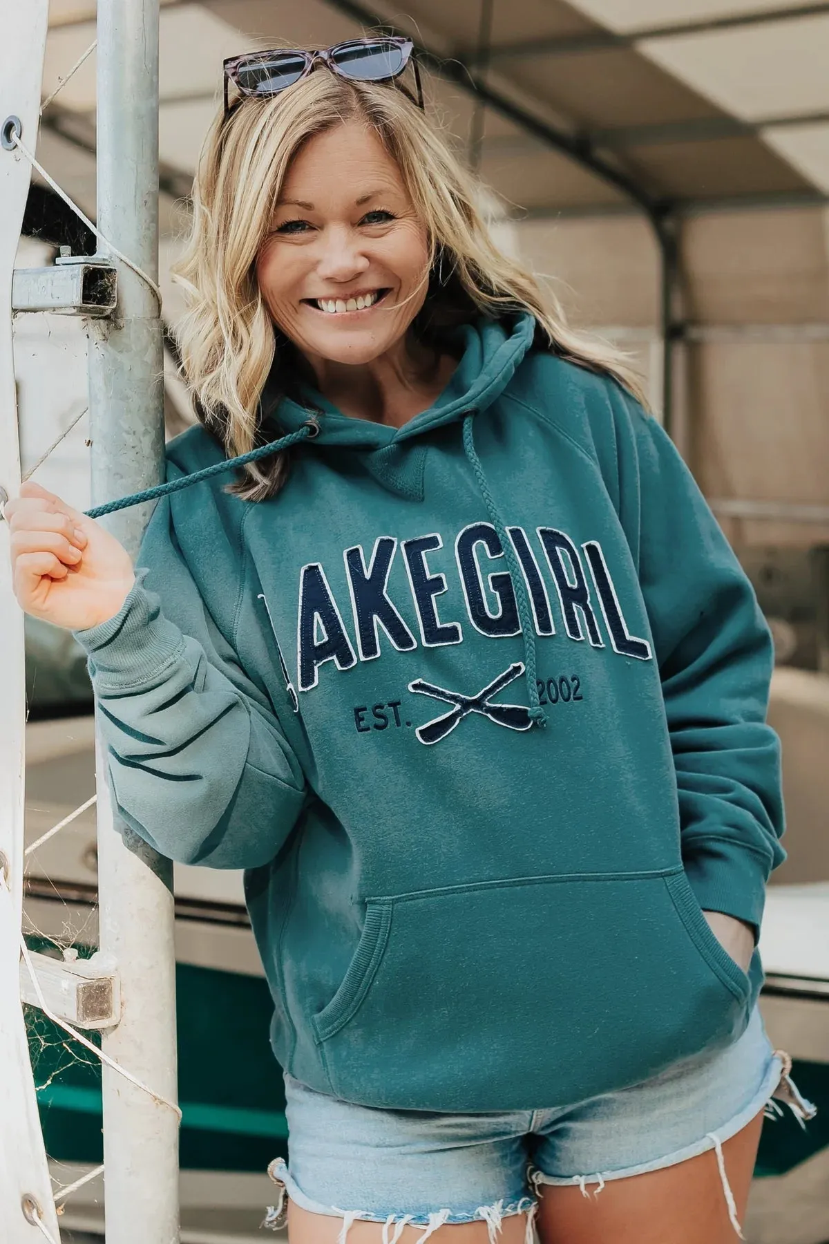 Sanded Fleece Hooded Sweatshirt - Dark Teal - FHS002