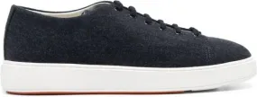 Santoni logo-patch lace-up sneakers Blue