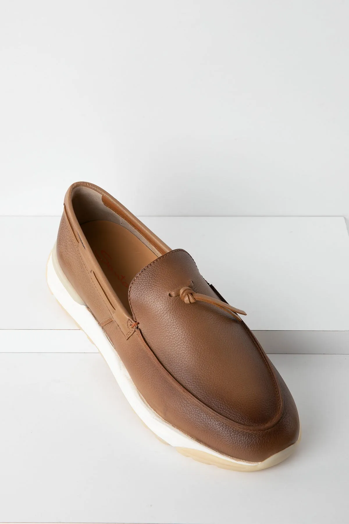 Santoni Spor Tabanl Deri Loafer Ayakkab