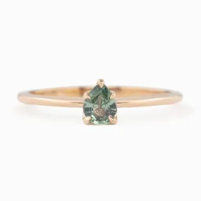 Sara Ring - 0.35ct Unheated Blue Green Teardrop Sapphire, 14k Rose Gold