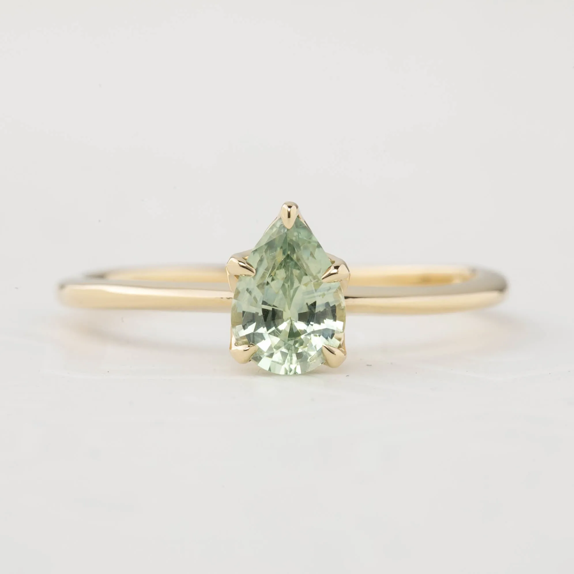 Sara Ring - 0.83ct Light Green Teardrop Montana Sapphire (One of a kind)