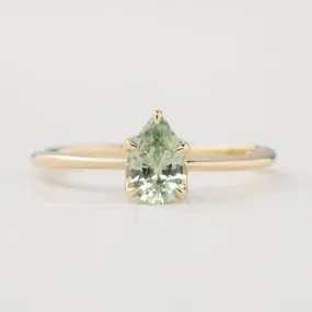 Sara Ring - 0.83ct Light Green Teardrop Montana Sapphire (One of a kind)