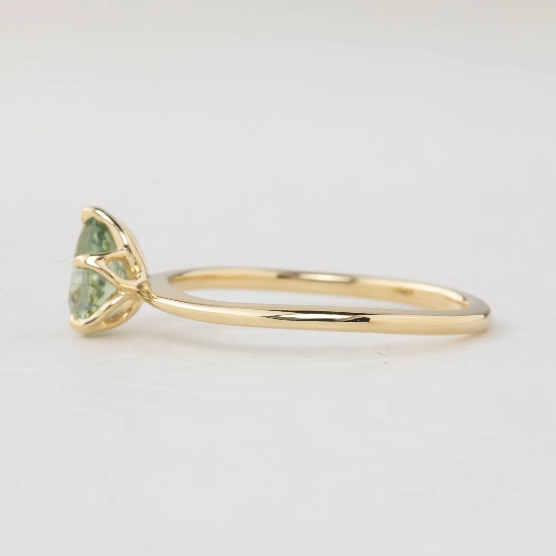 Sara Ring - 0.83ct Light Green Teardrop Montana Sapphire (One of a kind)