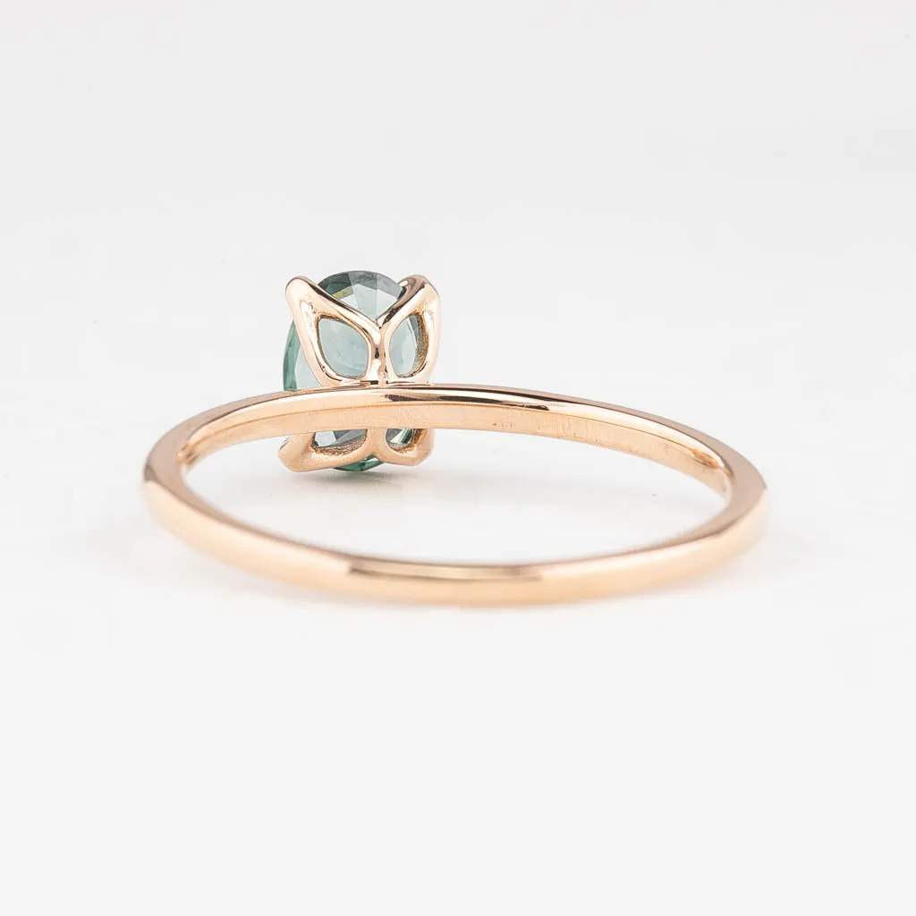 Sara Ring 0.89ct Green Montana Sapphire, 14K Rose Gold (One of a kind)