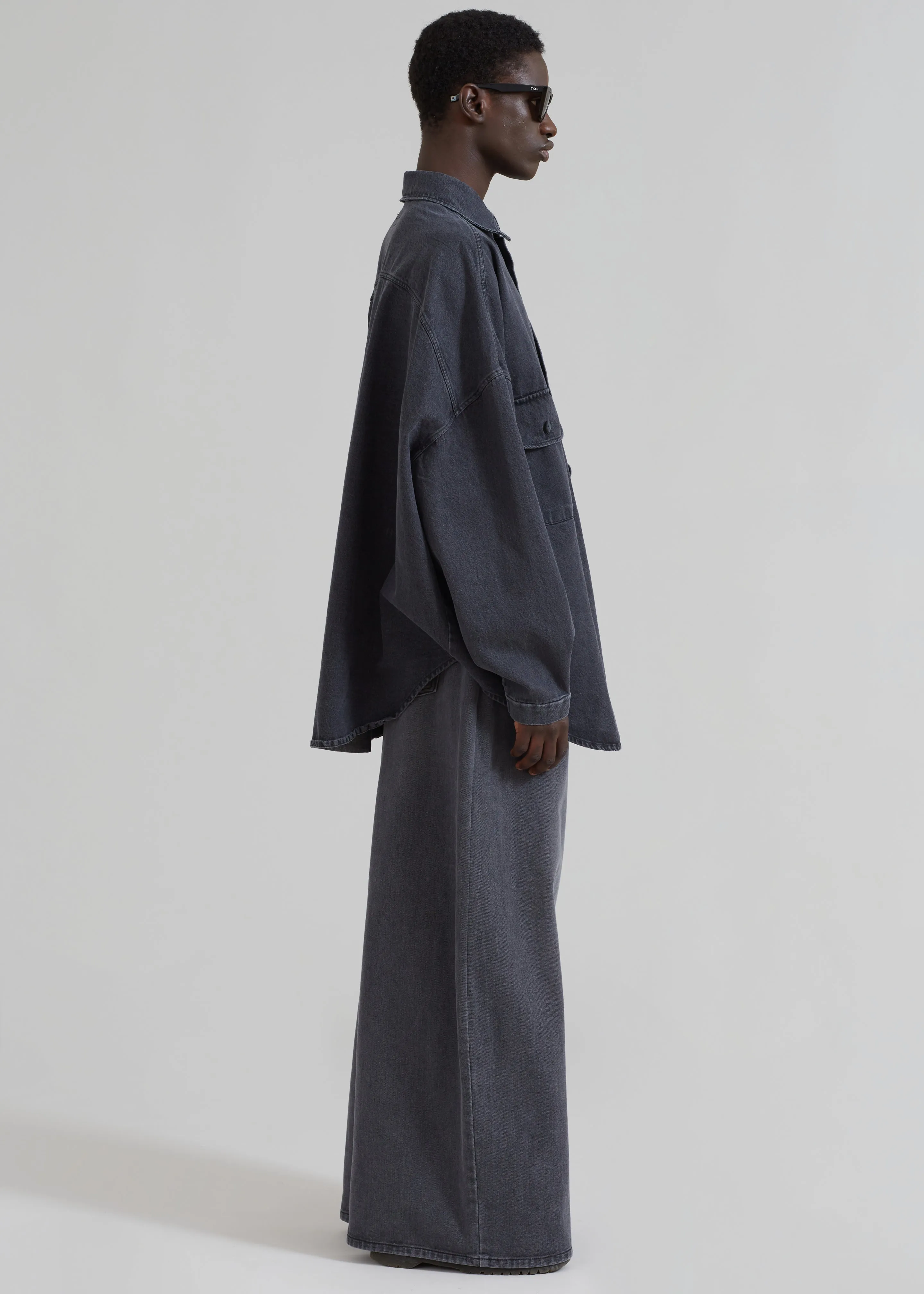 Sasha Men Wide Leg Jeans - Dark Grey