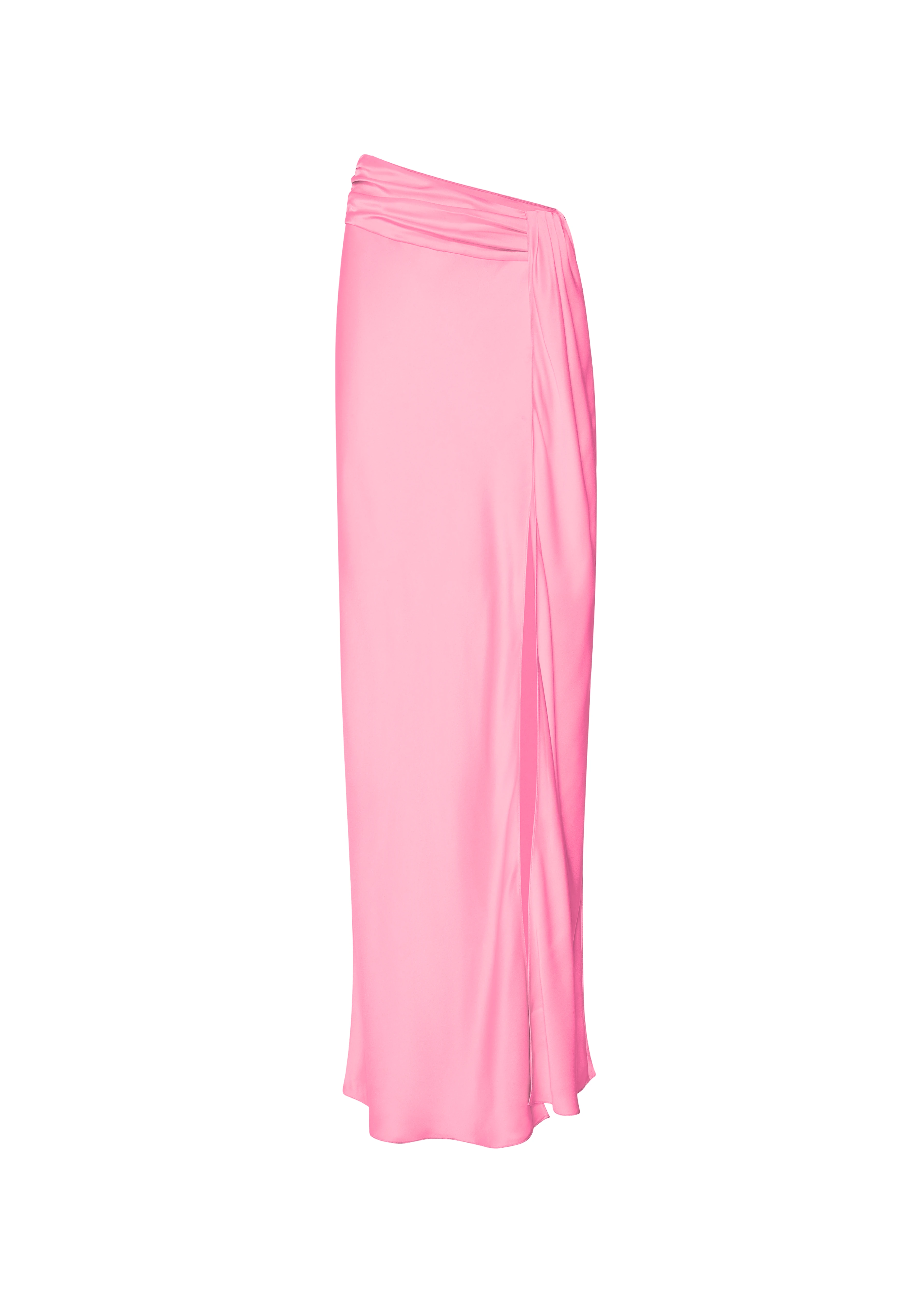 --Satin Asymmetric Maxi Skirt-