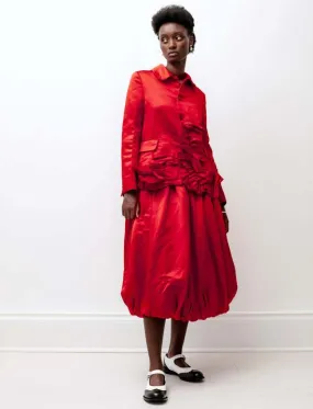 Satin Balloon Hem Skirt - Lipstick Red