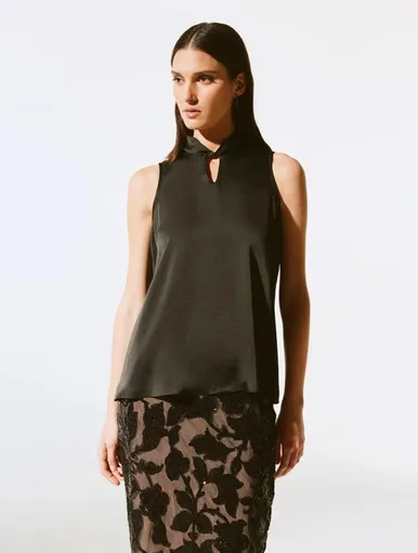 Satin Sleeveless Keyhole Top | Joseph Ribkoff