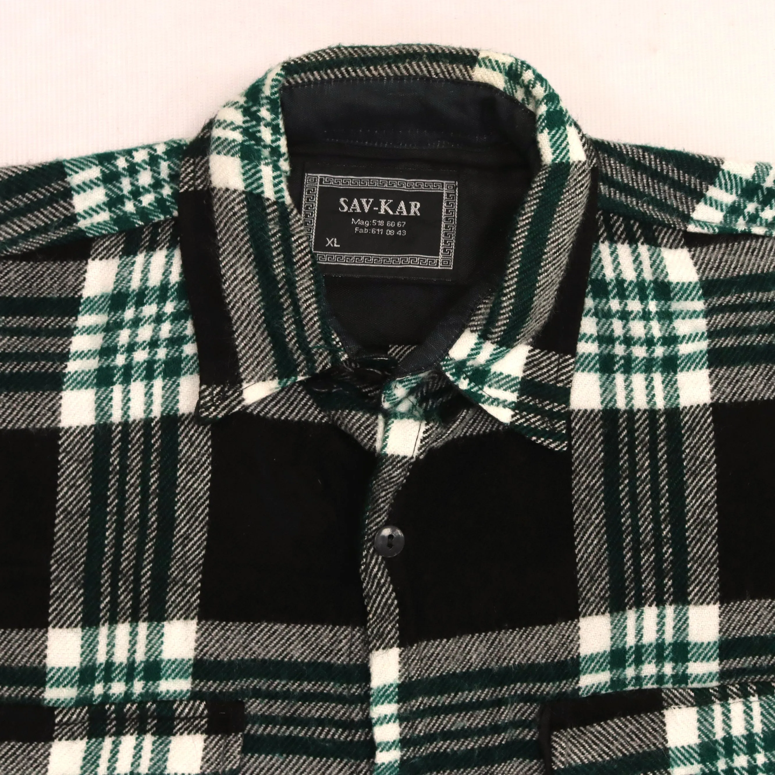 Sav-Kar Checkered Flannel Shirt Black Beige Green