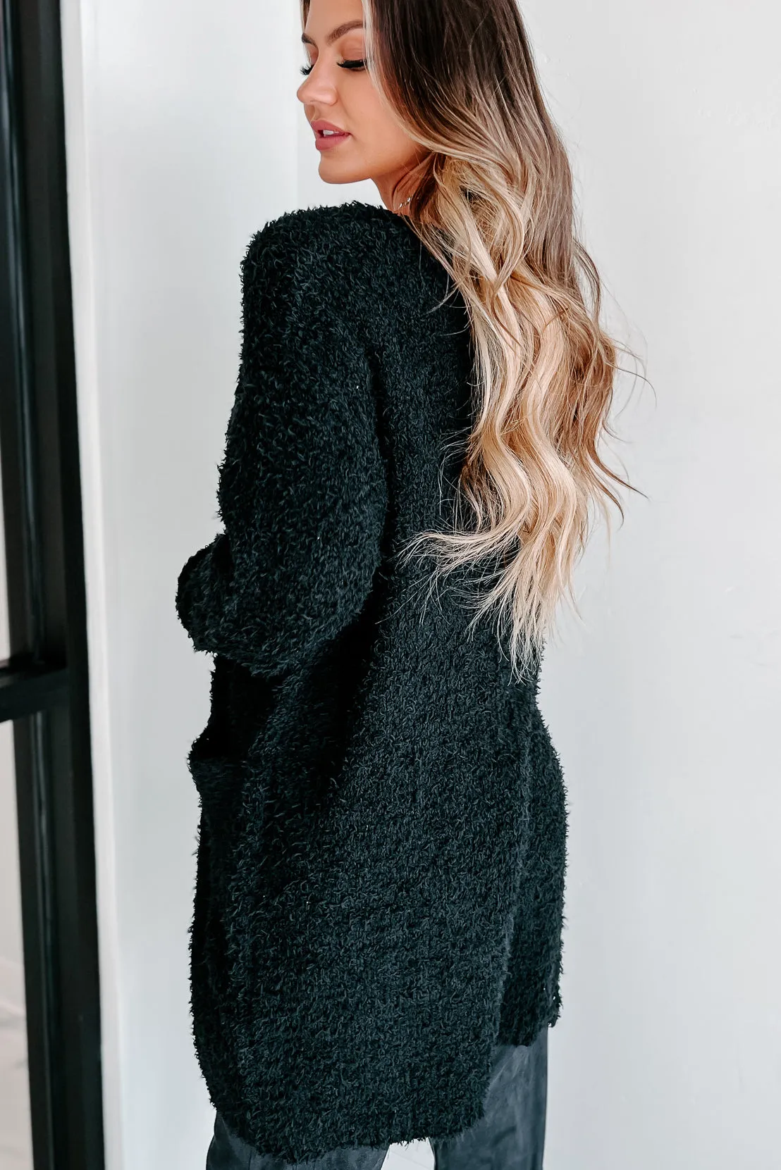 Say You'll Stay Open Front Cardigan (Black)
