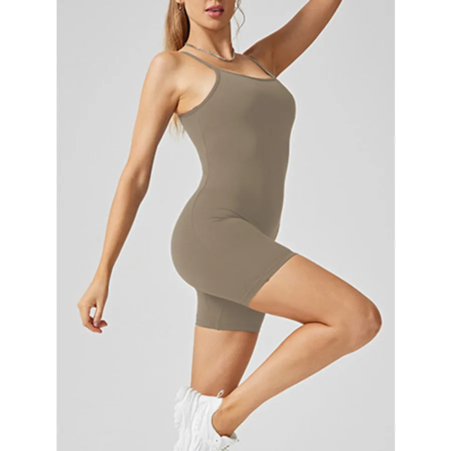 Scoop Neck Spaghetti Strap Active Romper